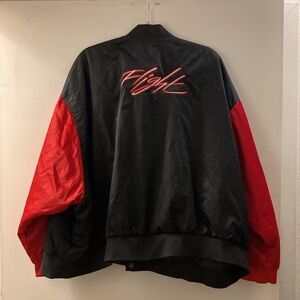 Jordan Black and Red Bomber Jacket with Satin Sleeves